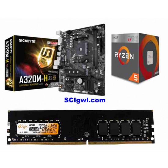 AMD Ryzen 3200G Processor / Gigabyte A 320 Mother board / Ram 8 Gb DDR 4 Combo