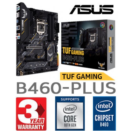 Asus TUF Gaming B460M Plus Intel PCIe 3.0 DDR4 mATX Motherboard with M.2 USB 3.2 and SATA III 6Gbps
