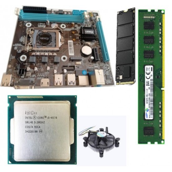 Foxin / Zebronics H 81 Mother board + Core I -5 (IVth Generation) + 16 GB DDR3 +240 Nvme SSD + Fan