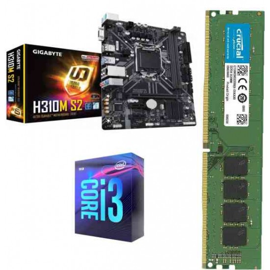 Gigabyte H 310 M-S2 Mother board + Core I 3 (9100F) + Ram 8 Gb DDR 4+2gb - Gigabyte 710 Graphic Card 