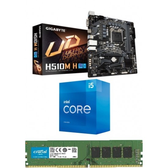 Gigabyte H 410 Mother board + Core I 5 (10400F) + Ram 8 Gb DDR 4+2gb - Zebronics 610 Graphic Card