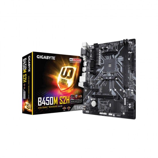GIGABYTE AMD B 450M S2H Ultra Durable Motherboard with cmosSpeed, PCIe Gen3 x4 M.2