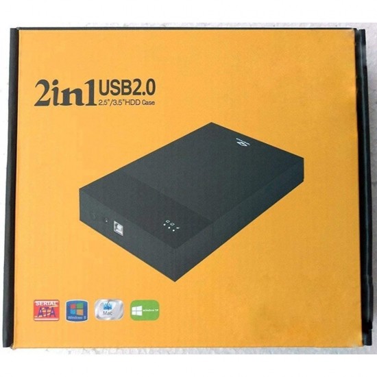 Terabyte 2in1 USB 2.0 External Dual Hard Drive Casing for 2.5" & 3.5" Sata Hard Drives HDD Enclosure