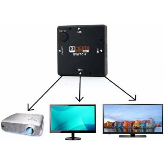 HDMI Splitter with 3 Input to 1 Output HDMI Switcher with remote, Support HD 1080P, Plug and Play for Xbox, PS4, PS3