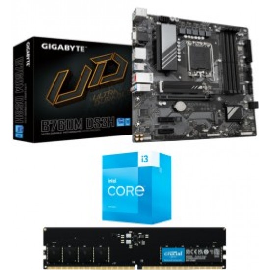 Gigabyte H 760 Motherboard + Core I3-13100 + Ram 16 GB DDR 5 Motherboard Combo