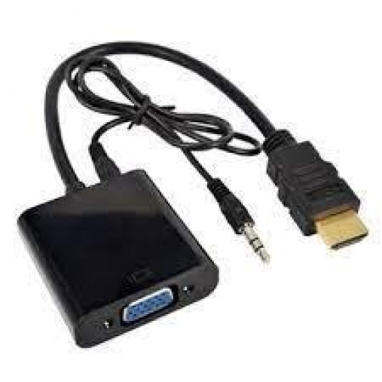 imagen Apariencia hecho HDMI to VGA Female Adapter with 3.5 mm Audio AUX Cable Gold Plated for  Computer, Laptop,