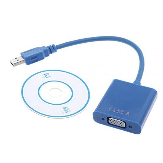  USB 3.0 to 15 pin VGA female converter USB Adapter (Blue)