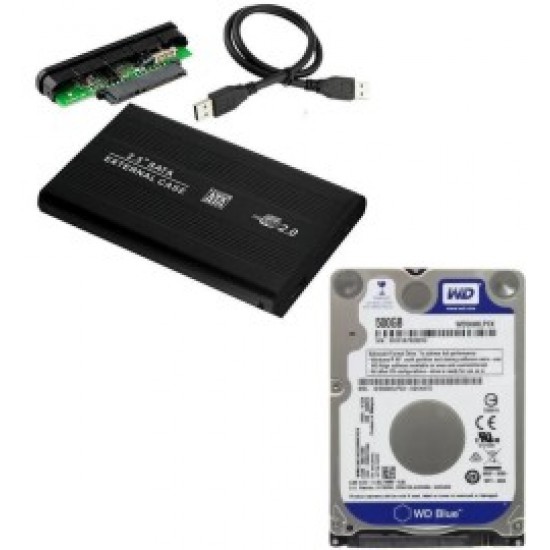 WD 500 GB USB External Casing Hardisk with HDD+ External USB Casing