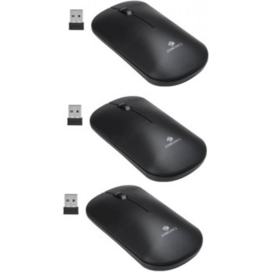 Zebronics Dazzle Wireless Optical Mouse (2.4GHz Wireless, Mate Black) - Combo of 3