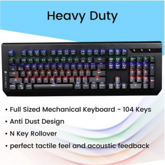 Zebronics Max Plus - V2 USB Mechanical Gaming Keyboard with Multi Color LED Lights