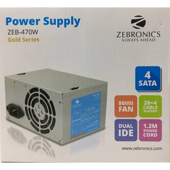 Zebronics Power Supply ZEB-470W Gold Series