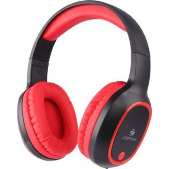 Zebronics Zeb-Thunder Wireless BT Headphone with AUX Connectivity, Built in FM, Call Function, 9Hrs* Playback time and Supports Micro SD Card (Red)