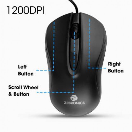 Zebronics Zeb-Wing Wired Optical Mouse (USB 2.0, Black)