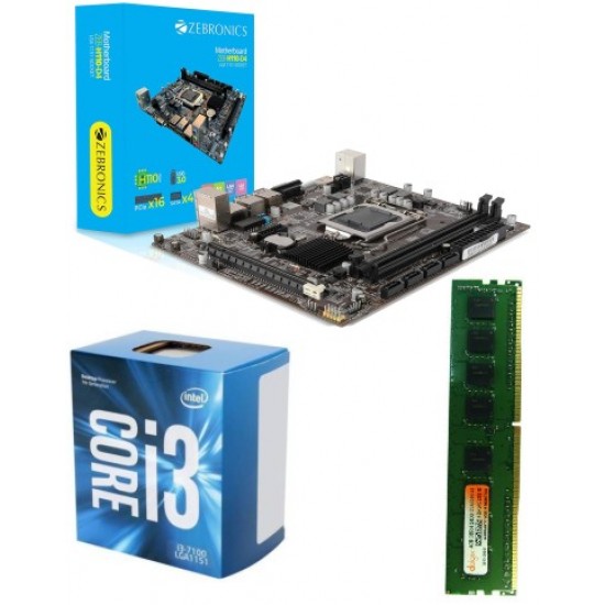 Zebronics H 110M Mother board + Core I 3 (7100) + Ram 8 Gb DDR 4 (New) Motherboard Combo