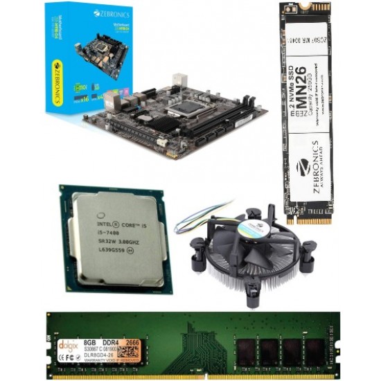 Zebronics H110 Motherboard + Core I5-7400 Processor + Ram 8 GB DDR 4+ Fan +256 nvme Motherboard Combo