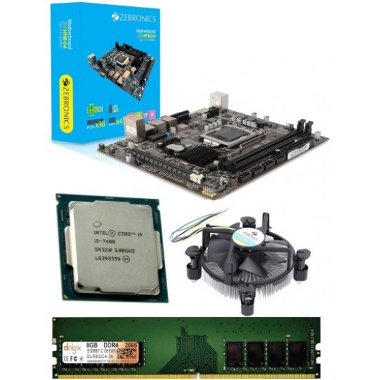 Zebronics H110 Motherboard + Core I5-7400 Processor + Ram 8 GB DDR 4+ Fan Motherboard Combo