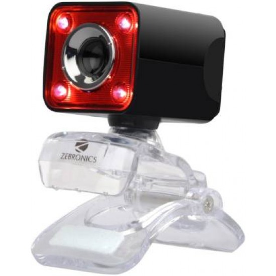 Zebronics Zeb- Crystal Pro Web Camera with 3P Lens,Night Vision & Built-IN MIC (RED)