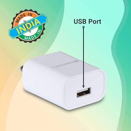 Zebronics ZEB-MA5211 Mobile USB Charger with Micro USB Cable (White)